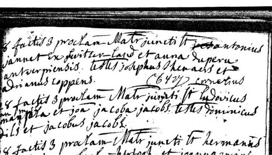 Inschrijving huwelijksregister St.Pieter Turnhout, nummer 6323 d.d. 18 april 1778